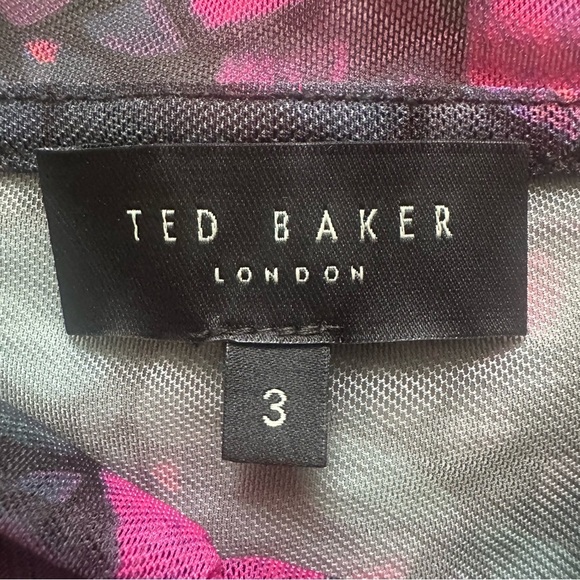 Ted Baker Top Kamill Printed Mesh Long Sleeve Butterfly Kaleidoscope Sz 8 - Picture 7 of 12